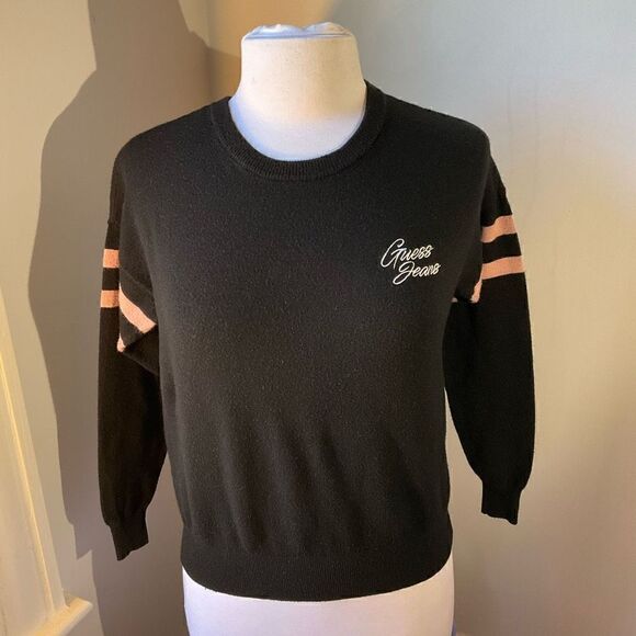 Vintage Guess Jeans Sweater, Black and Pink, XS. - Picture 4 of 10
